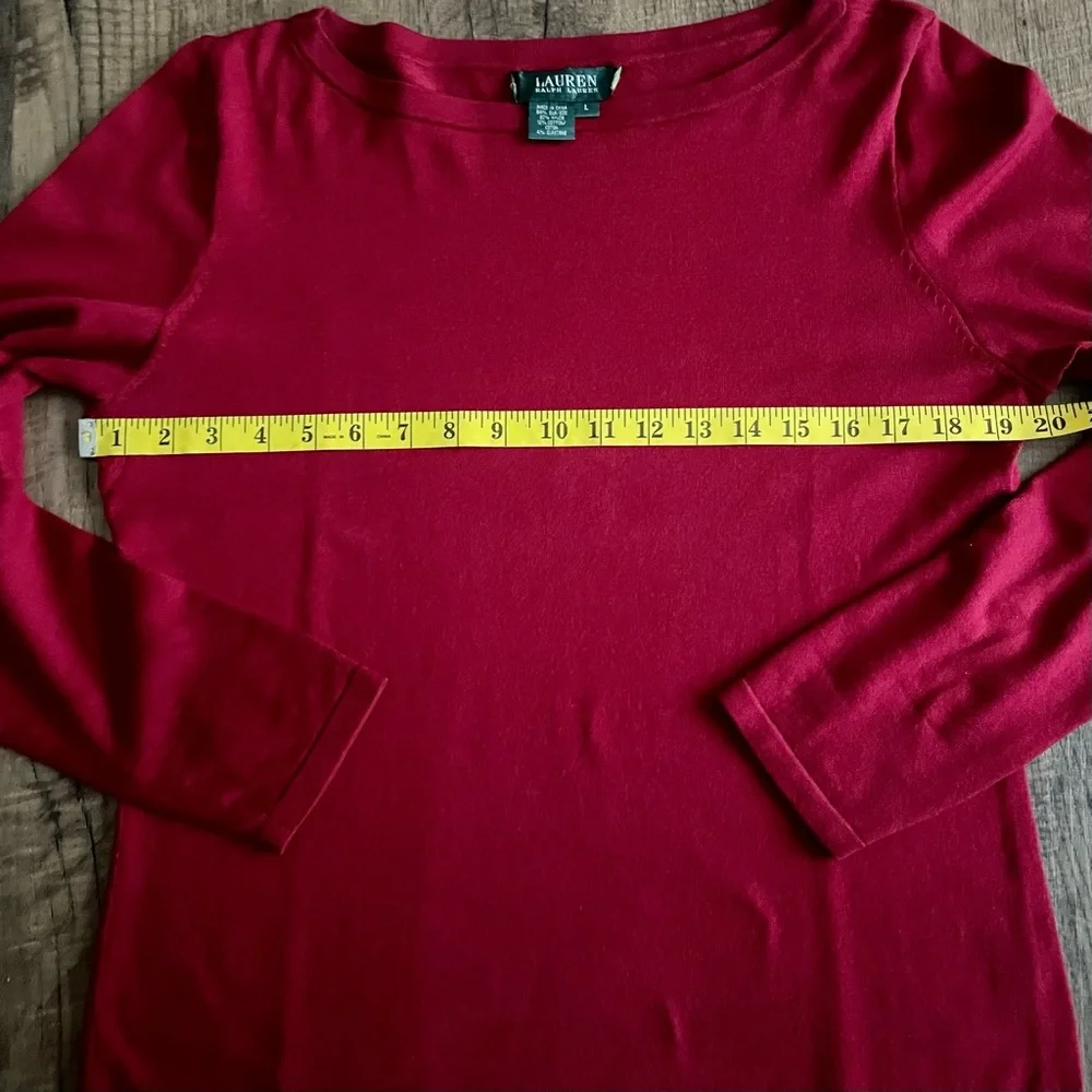 Lauren Ralph Lauren green label silk/nylon/cotton blend boat neck red - Picture 10 of 10